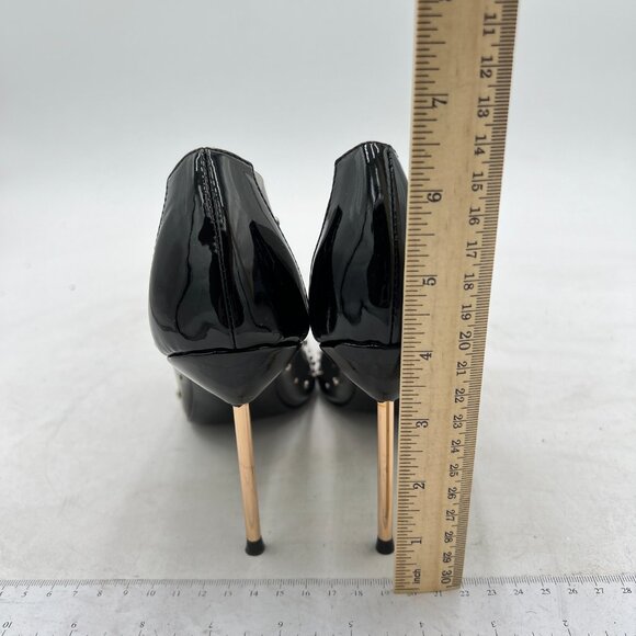 FSJ Black Studded Pointed Toe Transparent Pumps High Heels Shoes - Picture 5 of 8